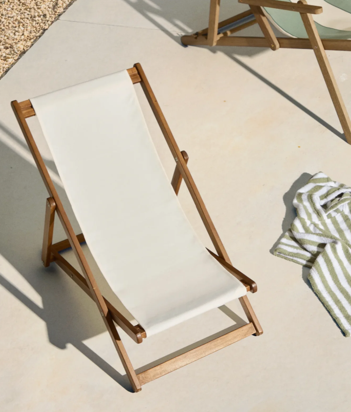 Transat - Chaise longue beige / bois – Image 3