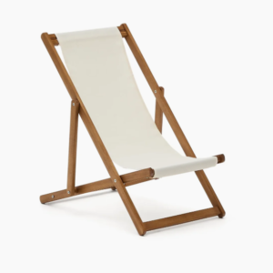Transat - Chaise longue beige / bois